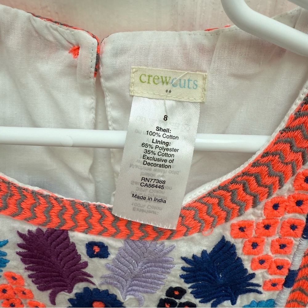 Crewcuts White sleeveless Dress with Colorful Embroidery NWOT - Picture 2 of 9